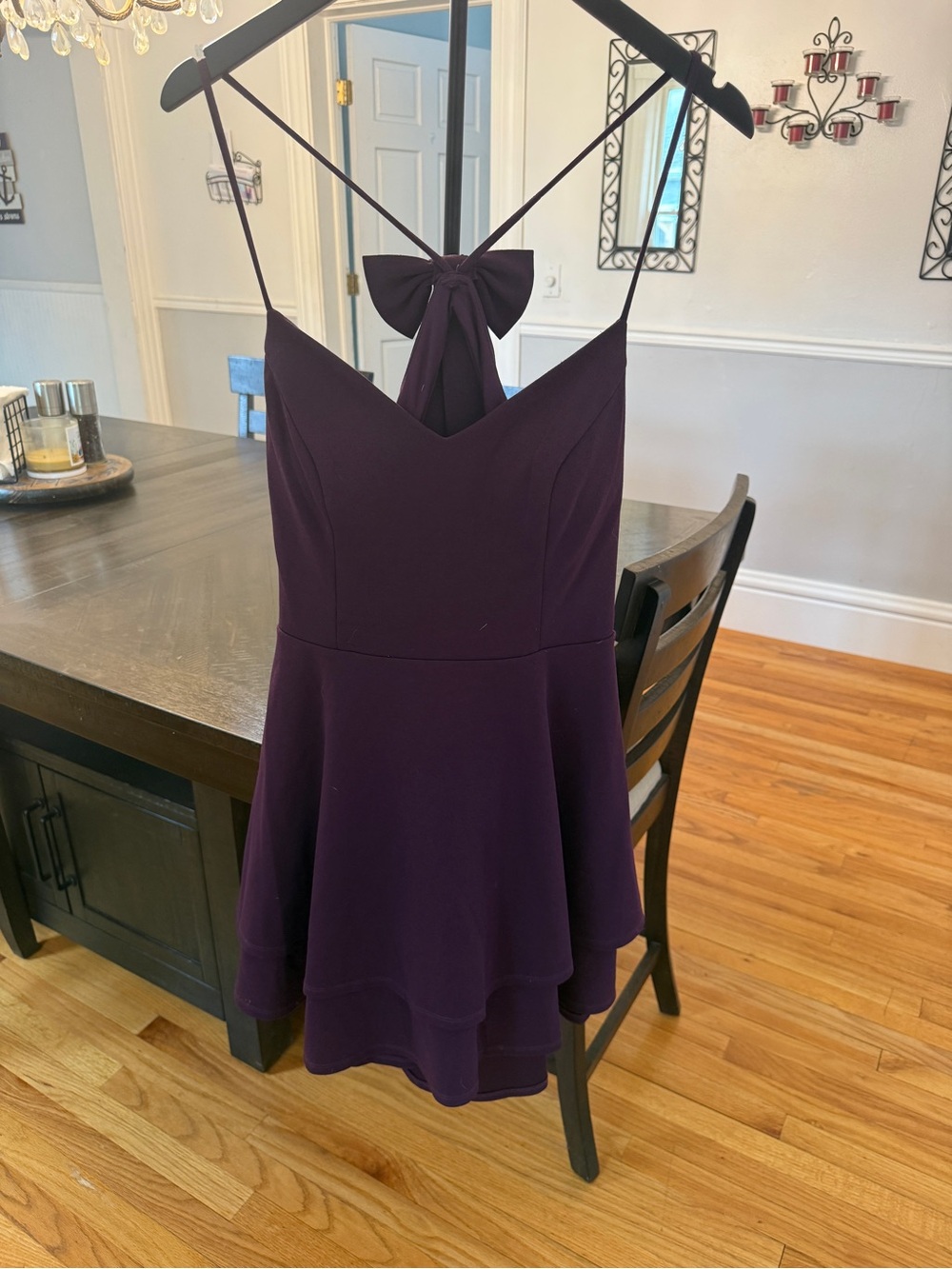 🍇 Sweet & Flirty! Plum Purple Tiered Bow-Back Skater Dress 💜